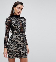 Кружевное платье мини с высоким воротом PrettyLittleThing - Черный