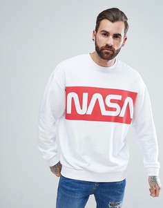 Свободный свитшот с принтом Nasa ASOS - Белый