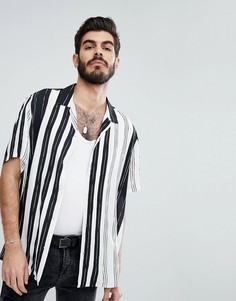 Вискозная оверсайз-рубашка в полоску с отложным воротником ASOS - Белый