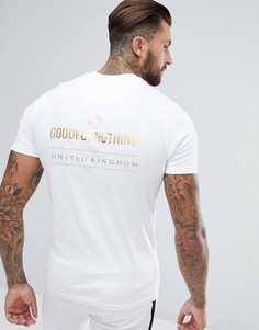 Белая обтягивающая футболка с золотистым логотипом на спине Good For Nothing - Белый