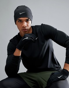 Черные шапка-бини и перчатки Nike Running RC.37-082B - Черный