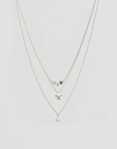 Ожерелье с тремя цепочками и подвеской-звездой Monki - Серебряный