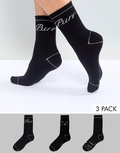 Три пары носков с принтом кошачьей мордочки Ted Baker - Мульти
