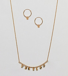 Серьги-кольца и ожерелье из позолоченного серебра в подарочном наборе ASOS - Золотой