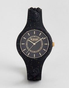 Черные часы с силиконовым ремешком и блестками Versus Versace SPOQ16 Fire Island - Черный