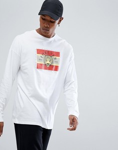 Свободный лонгслив с леопардовым принтом ASOS - Белый