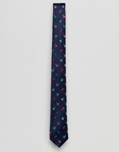 Темно-синий галстук с принтом новогодних шаров ASOS - Темно-синий