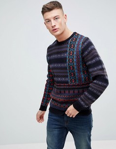 Темно-синий джемпер с традиционным узором Фэйр-Айл River Island - Темно-синий