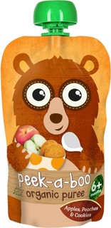 Пюре Peek-a-boo Яблоко, персик со вкусом печенья с 6 мес. 113 г