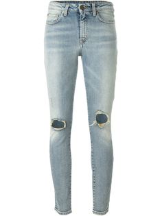 джинсы скинни с рваной отделкой Saint Laurent