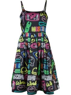 платье с неоновым принтом логотипа Moschino