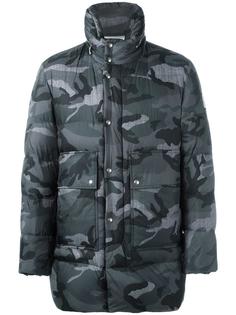 удлиненный пуховик с камуфляжным принтом Moncler Gamme Bleu