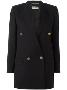 удлиненный двубортный пиджак Saint Laurent