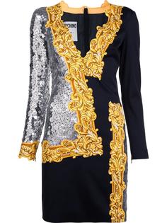платье с зеркальными пайетками Moschino