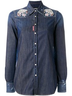 рубашка с вышивкой якорей  Dsquared2