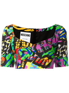 укороченный топ с принтом логотипа Moschino