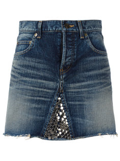 декорированная джинсовая юбка  Saint Laurent