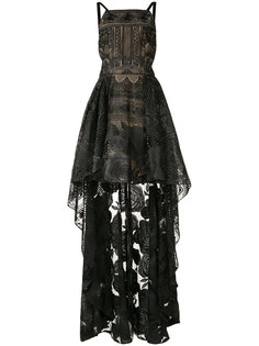 асимметричное кружевное платье с розами Marchesa Notte