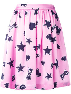 расклешенная юбка с принтом сердец Moschino