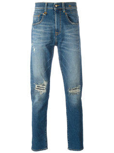 зауженные джинсы с рваной отделкой R13