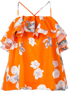 блузка с цветочным принтом и оборками MSGM