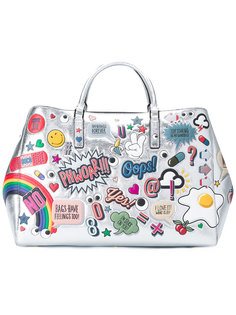 сумка-тоут со стикерами и эффектом металлик Anya Hindmarch