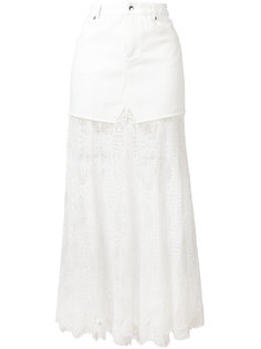 джинсовая юбка с кружевным подолом McQ Alexander McQueen
