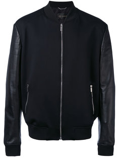 куртка-бомбер с кожаными рукавами Versace
