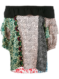 блузка с открытыми плечами и комбинированным принтом Sonia Rykiel