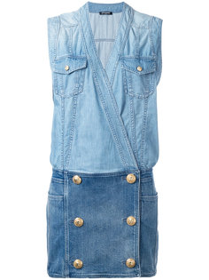 короткое джинсовое платье Balmain