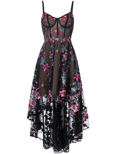 асимметричное платье с цветочной вышивкой  Marchesa Notte