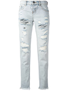 укороченные джинсы с протертостями One Teaspoon
