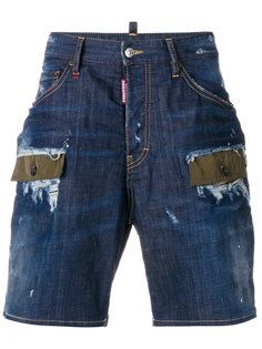 джинсовые шорты с заплатками Dsquared2