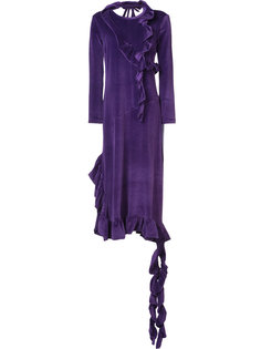 длинное платье с отделкой из рюшей Barbara Bologna