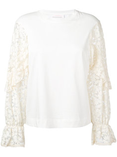 свитер с кружевными рукавами See By Chloé