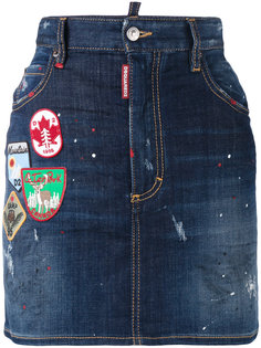 джинсовая мини-юбка с нашивками Dsquared2