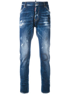 зауженные джинсы с эффектом разбрызганной краски Dsquared2
