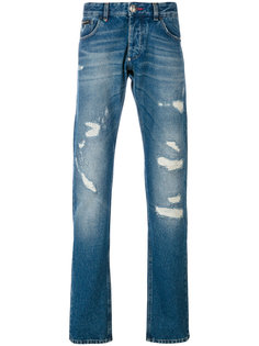 джинсы с рваными деталями Philipp Plein