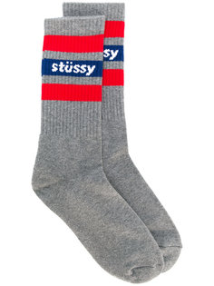 полосатые носки с логотипом Stussy