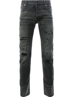 узкие джинсы с протертостями Balmain