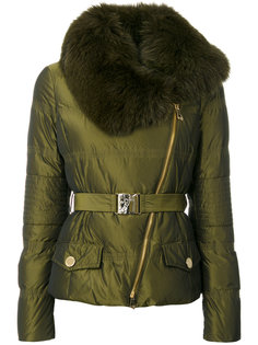 куртка с поясом и отделкой мехом Versace Collection