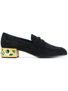 лоферы с отделкой камнями  Prada