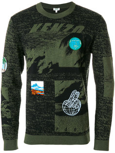 джемпер с принтом и нашивками Kenzo