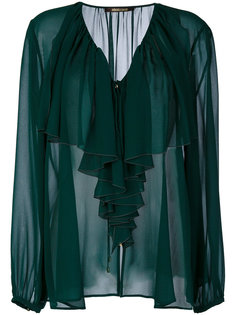 полупрозрачная блузка с оборками спереди Roberto Cavalli