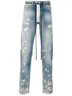 узкие джинсы с протертостями Off-White