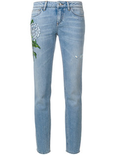 прямые джинсы с вышитыми цветами Dolce & Gabbana