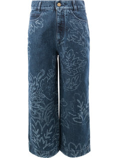 расклешенные укороченные джинсы с цветочным узором и эффектом обесцвечивания Peter Pilotto