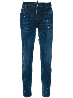 прямые джинсы с разводами краски  Dsquared2