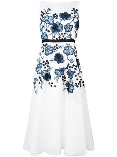 расклешенное платье с цветочной аппликацией Lela Rose