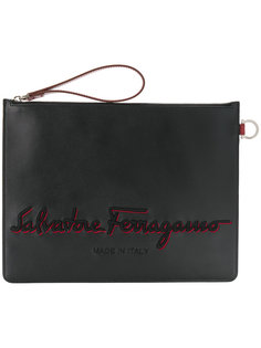 клатч с вышитым логотипом Salvatore Ferragamo